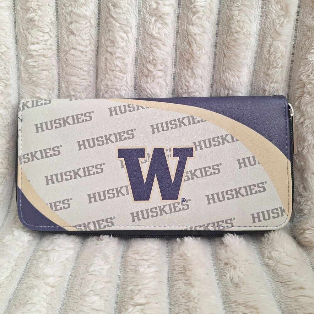 Washington Huskies NCAA College Football Curve Zip Organizer Wallet Card Holder